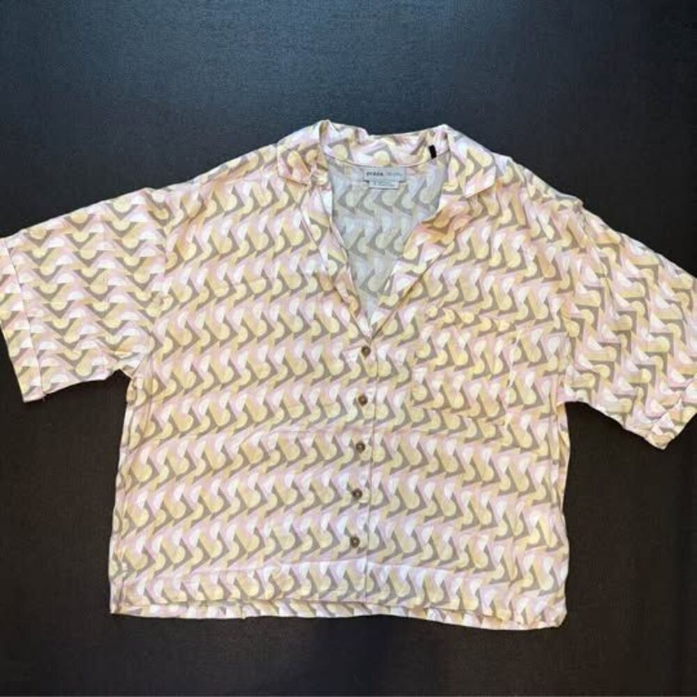 prAna Iguala top Size S Geometric Print Short Sleeve Button-Up Shirt